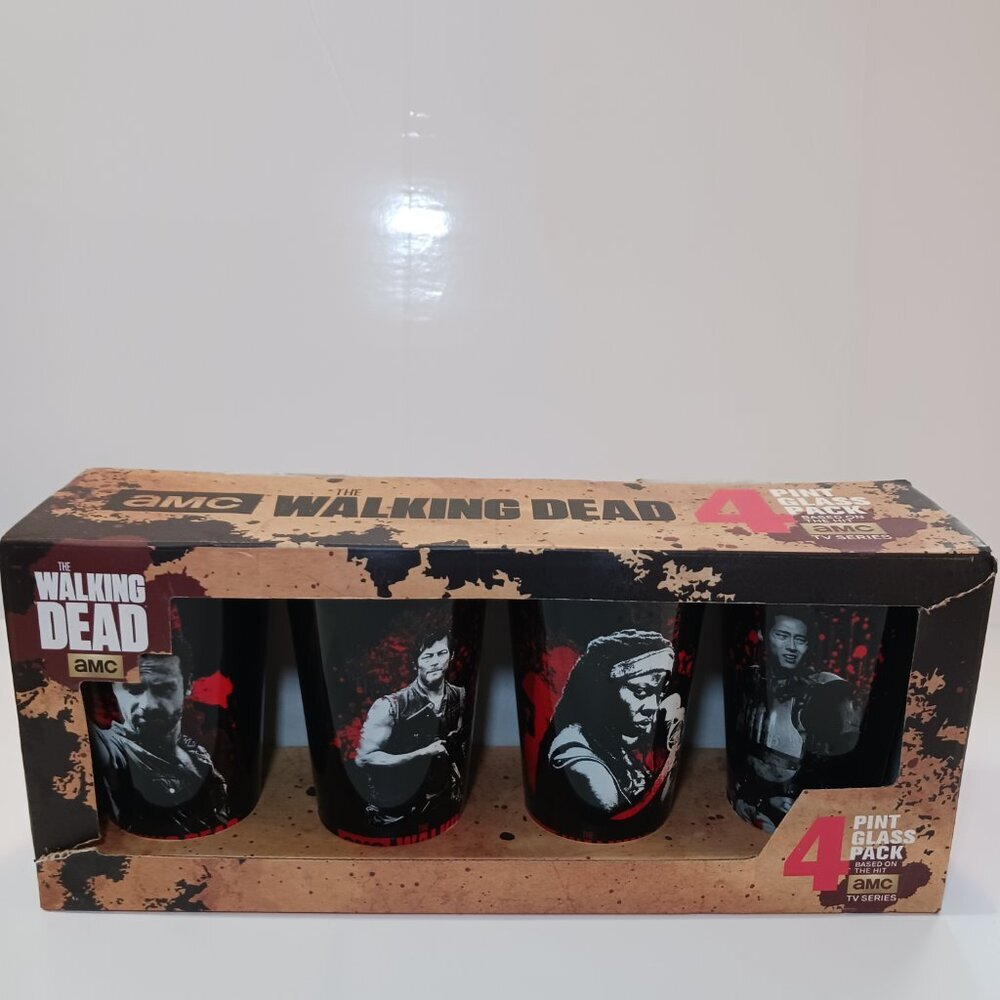 AMC The Walking Dead Pint Glass 4-Pack Collectible NWT - Picture 4 of 4